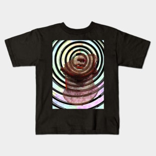 Spiral Glitch Art with Face Kids T-Shirt